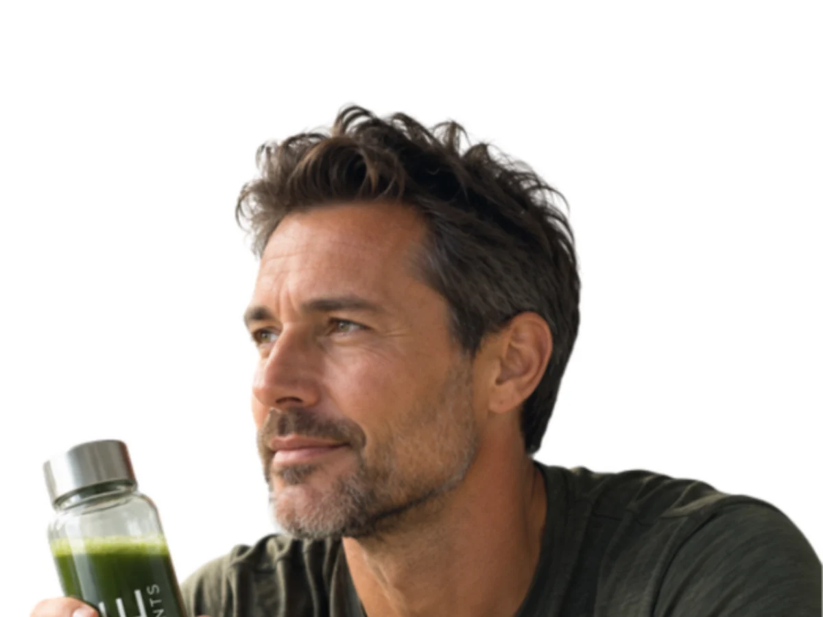 Man in his forties with an A.G.E. Elements bottle